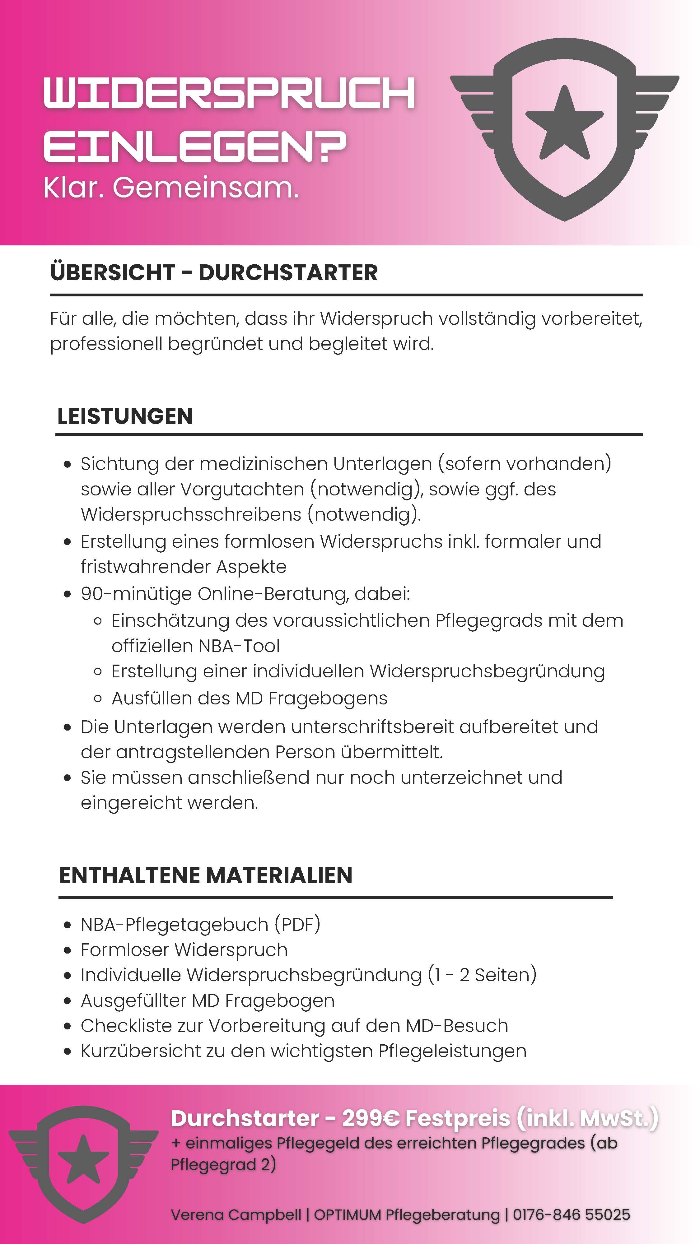 Widerspruch Durchstarter Übersicht